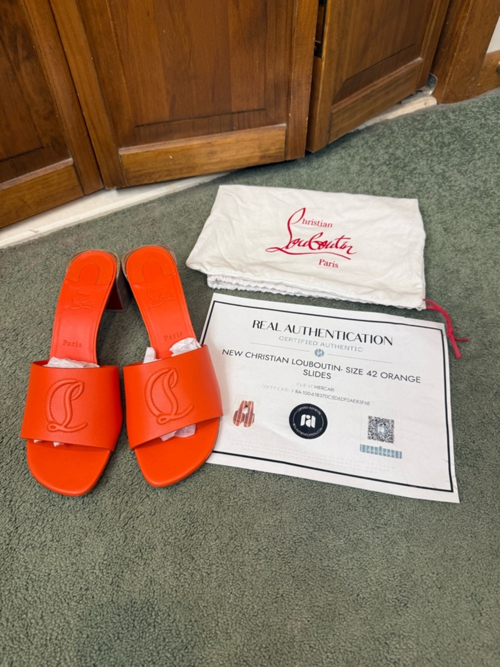 Christian Louboutin Orange Slide Sandals, BRAND NEW